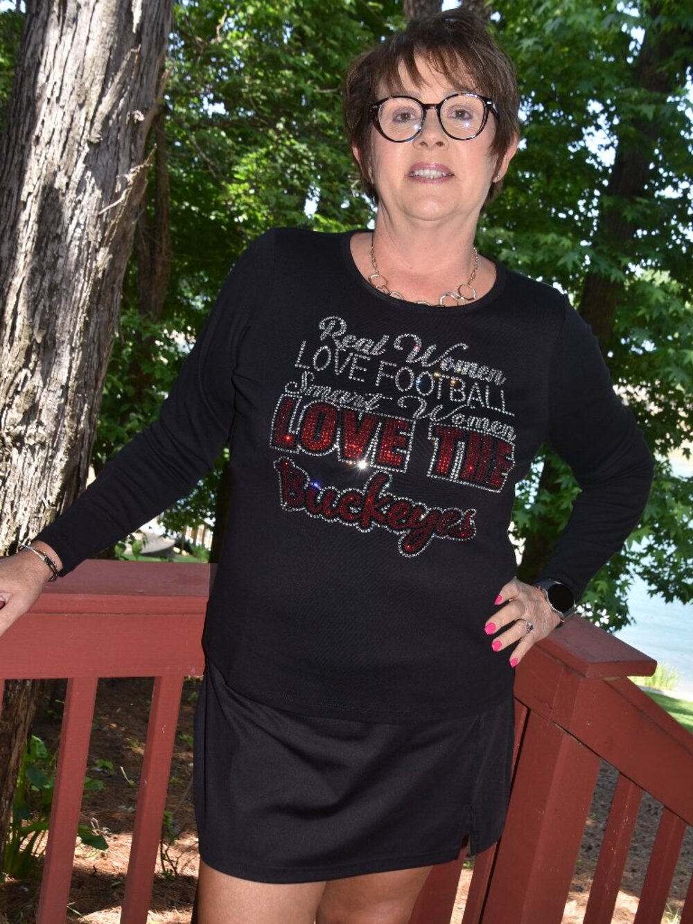 Buckeyes Real Women Love Football rhinestone shirt XS S  M L XL XXL 1X 2…